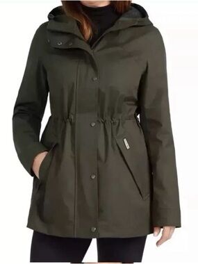 Hunter Green Women’s Hooded Utility Jacket Raincoat S